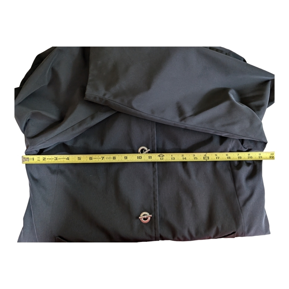 FOG by London Fog Black Lightweight Hooded Trench Coat Size Large EUC - Picture 3 of 7